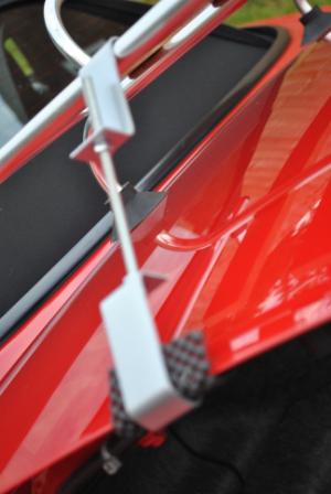 close up of chrome luggage rack fitting