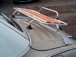 classic wood and chrome luggage rack fitted to nissan figaro